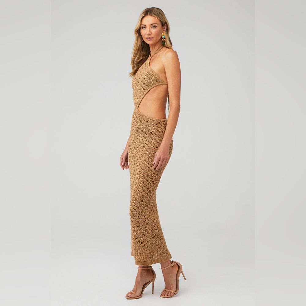 Revolve x Bananahot Diamond Beige Crochet Cutout Dress / Beach Cover Up Small - Picture 3 of 8